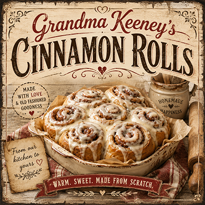 Grandma Keeney's Cinnamon Rolls recipe card